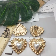 Винтажные готические серьги-гвоздики в форме сердца для женщин, модные ювелирные изделия, стиль, роскошные серьги с большим жемчугом, Femme Bijoux