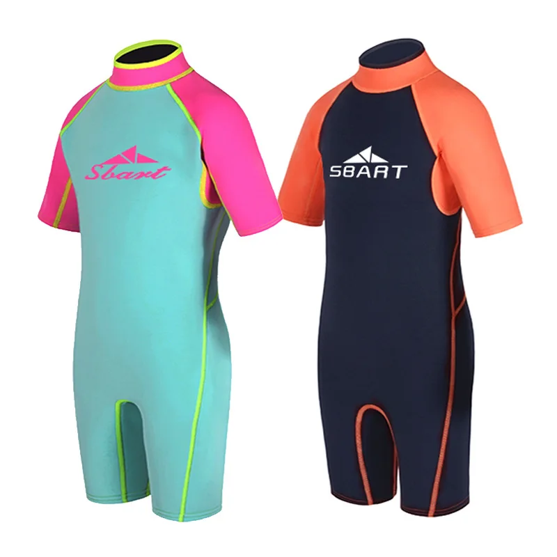 

New 2MM One-Piece snorkeling diving suit garments Girls boys conjoined children swimwear cuhk child quick-drying Free Shipping