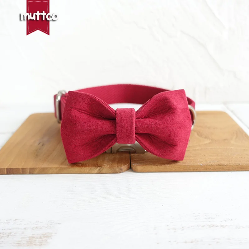 MUTTCO розничная Специальный самодизайн Вишневый холст в полоску ошейник для собак 5 размеров UDC020