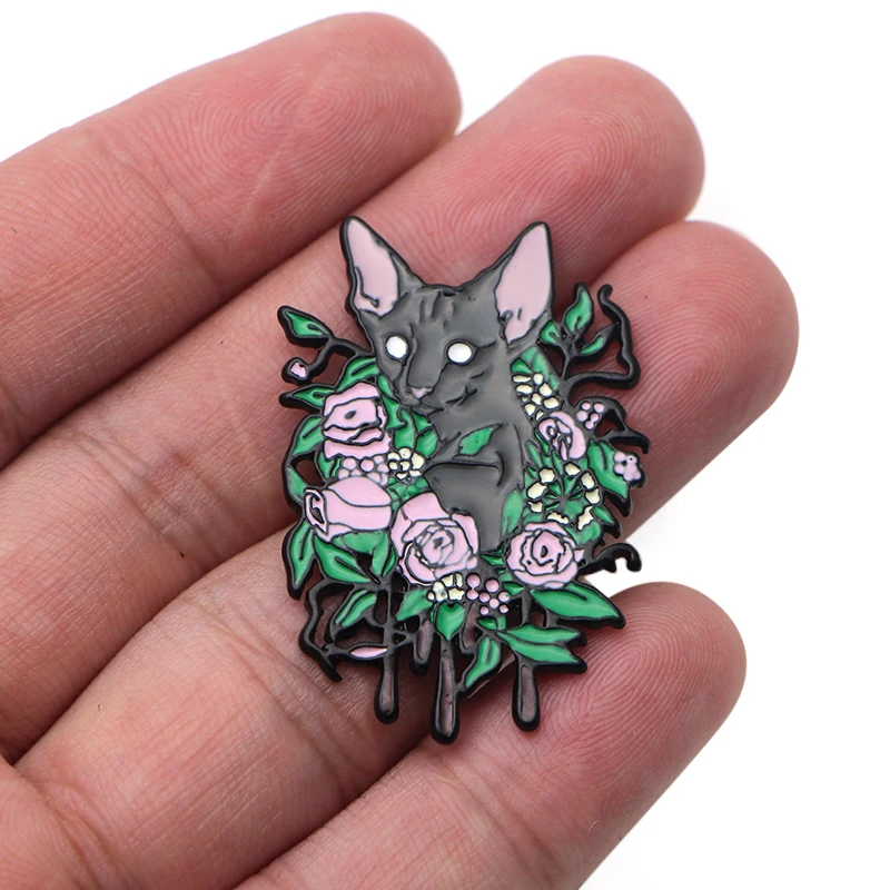 P3695 Dongmanli Sphynx Cat металлические эмалированные булавки и броши для нагрудных штифтов рюкзак сумки значок крутые подарки воротник ювелирные изделия