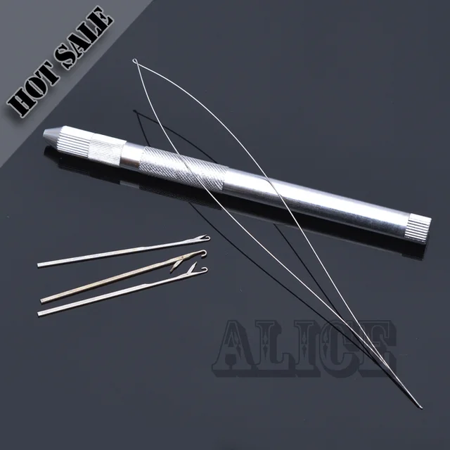 1pc Ventilating Needle Micro Bead Tool Loop Handle Pull Hook And Wire