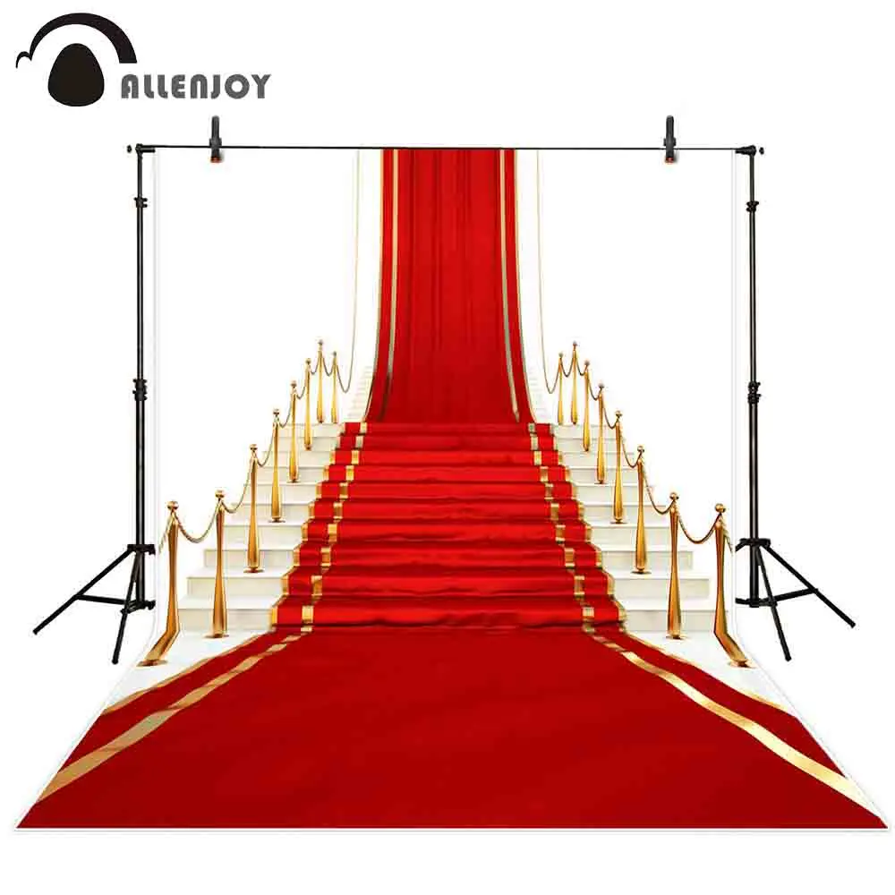 Allenjoy photocall backdrop Luxurious stairs carpet red golden classic new backdrop photocall photo photography background