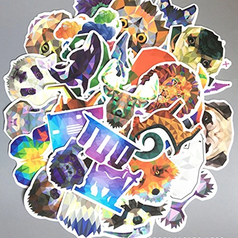 

SLIVERYSERA 35Pcs Diamond Animal decals Northern Lights Starry Sky Stickers Car Motorcycle Bicycle Luggage Graffiti Stickers