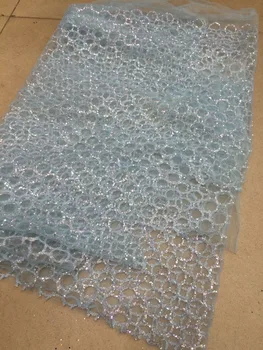 

New arrival yaking-126 french net lace fabric with glued glitter sequins lace african tulle lace fabric