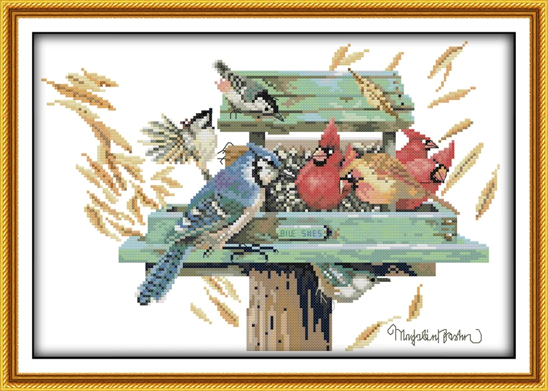 

Birds'love nest Beginner Cross Stitch Kits Printed Canvas DMC Counted printed Cross-stitch set Embroidery Needlework Kit DIY