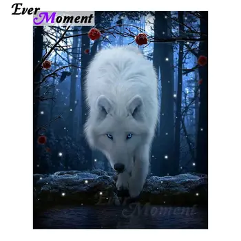 

Ever Moment 5D DIY Diamond Painting Wolf Forest Handmade Diamond Embroidery Full Square Rhinestone Picture Mosaic S2F138