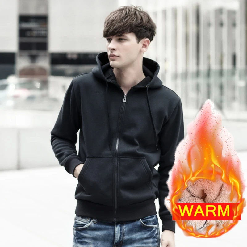 

Brand Hoodies Men Hooded Plus Velvet Thick Warm Coat Men Velvet Sweatshirts Coat Zipper Cardigan Hoody Male Thickening Clothing