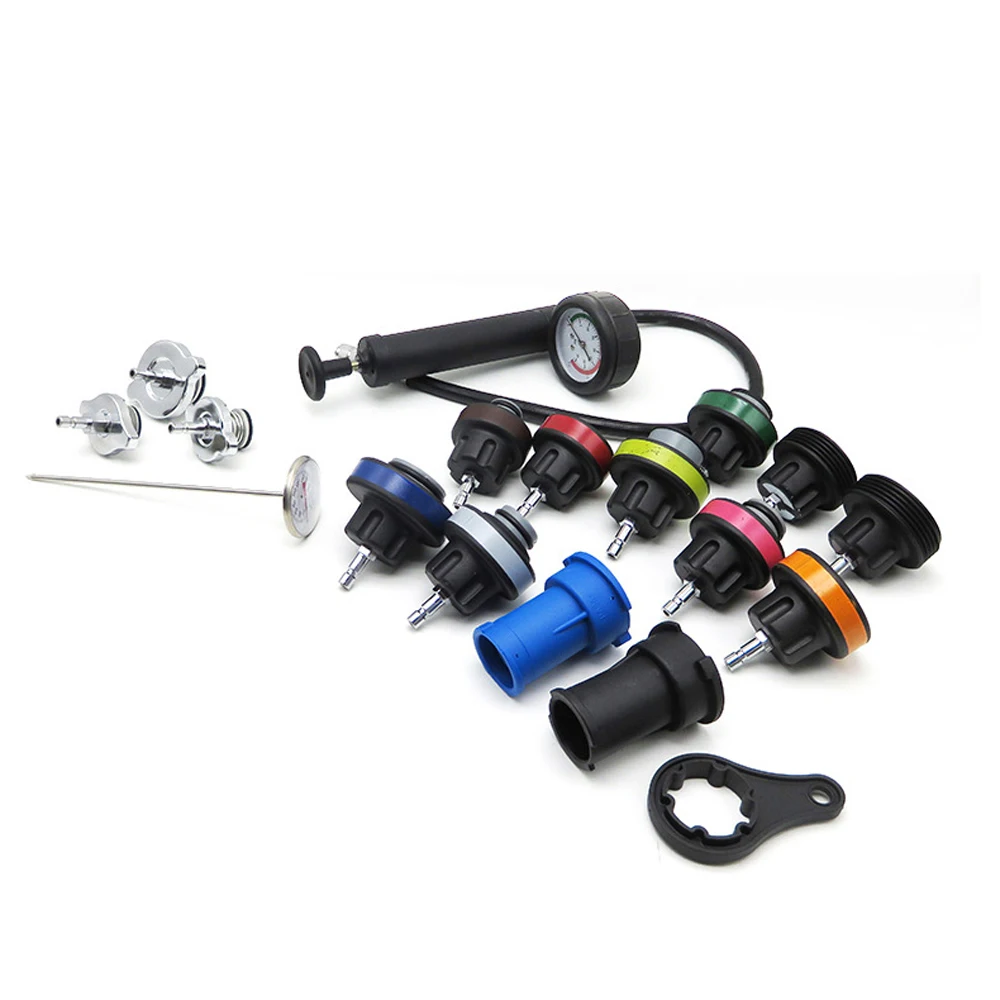 

1 Set 18pcs Water Tank Leak Detector Car Cooling System Tester Kit Car Diagnostic Tool Pressure Testing Hand Pump Auto Tools