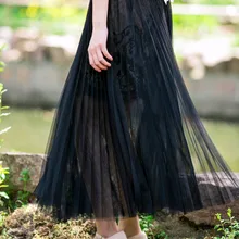 Линетт's chinoiseroy Летняя женская Повседневная Свободная плиссированная кружевная юбка