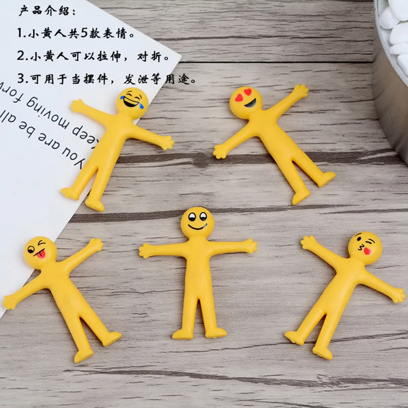 

10pcs/ lot Creative soft rubber Yellow people Smiley face Stretch folding Vent toys