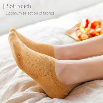 

Cotton Invisible Short Ankle Mesh Socks Women Soft Silicone Silica Gel Antiskid Boat Summer Funny Socks Cute Color
