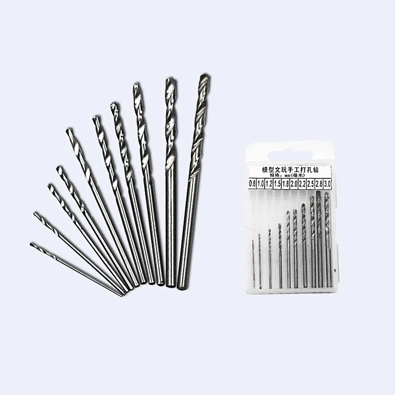 10PCS 0.8-3.0mm Mini Cobalt Manual Hand Push Drill Shank MicroTitaniumTwist High Speed Wood Drill Bit Set for Dremel Accessories