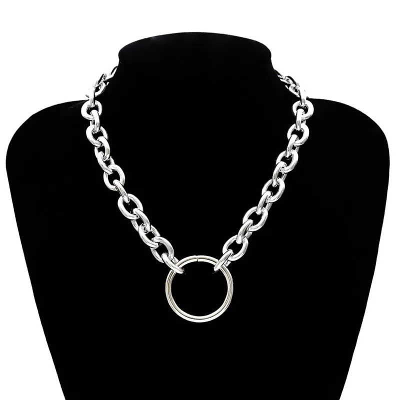 Панк стиль браслет преувеличенное металлическое ожерелье женский простой геометрический Круг Ретро цепи в стиле «готика» золотая цепочка набор N39 - Окраска металла: 2