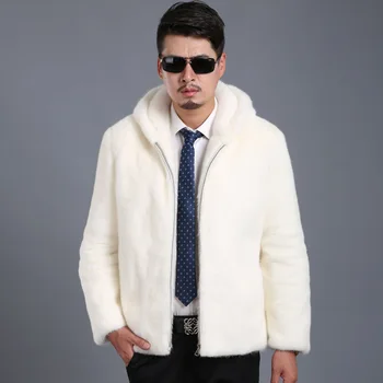 

S-6XL New Fashion Men Winter Clothes Faux Fur Male Overcoat High Imitation Mink fur Coat Men Hooded Zipper Coat