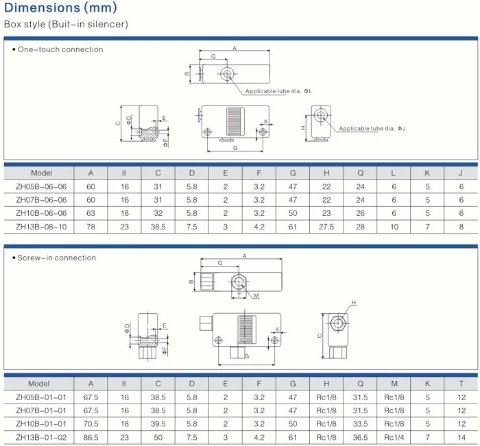 ZH-B dimensions