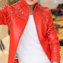 Мужская повседневная верхняя одежда мужской костюм индивидуальная кожаная одежда с заклепками тонкая короткая кожаная куртка Дизайнерская одежда певицы