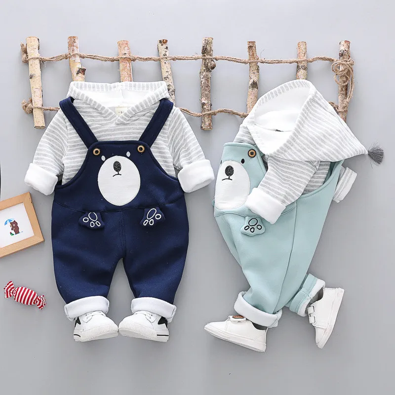 

2018 Autumn Winter Children Clothing Hoodies+Suspender Pants 2pcs Outfit for 1Y-3YKids Costume Suit For Girls Clothing Sets