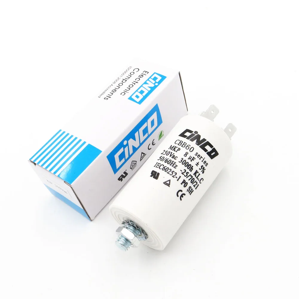 

8MFD 250VAC CBB60 Motor Run Capacitors 4pin SH DB Polypropylene Film Ac 250V 220V Water Pump electrical Capasitor engine 8uf 8m