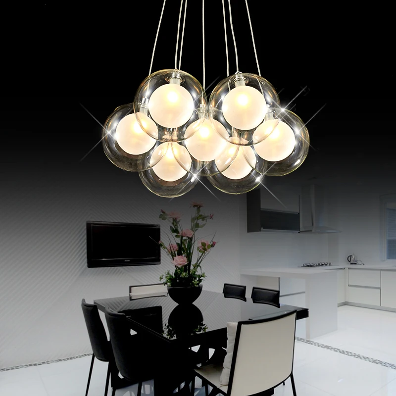  Modern Creative clear glass double-deck ball chandelier lamp DIY home deco living room romantic G4  - 32729474365