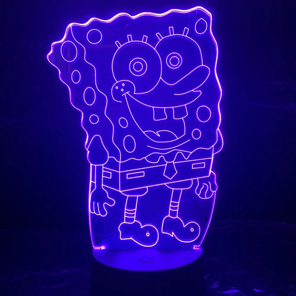 Крутой детский светодиодный ночной Светильник Губка Боб квадратные штаны ночной Светильник для детей батарея спальня питание мультфильм 3d ночник для детей
