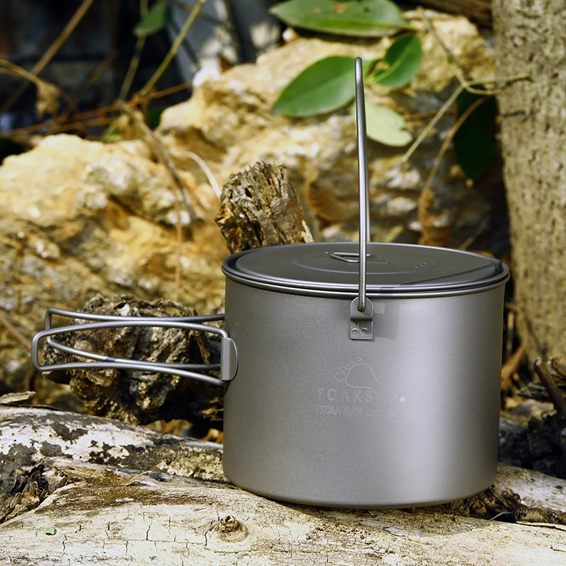 TOAKS de titanio puro Pot Camping ollas de cocina Picnic colgar olla ultraligero de titanio olla con la fianza de POT-1300-BH