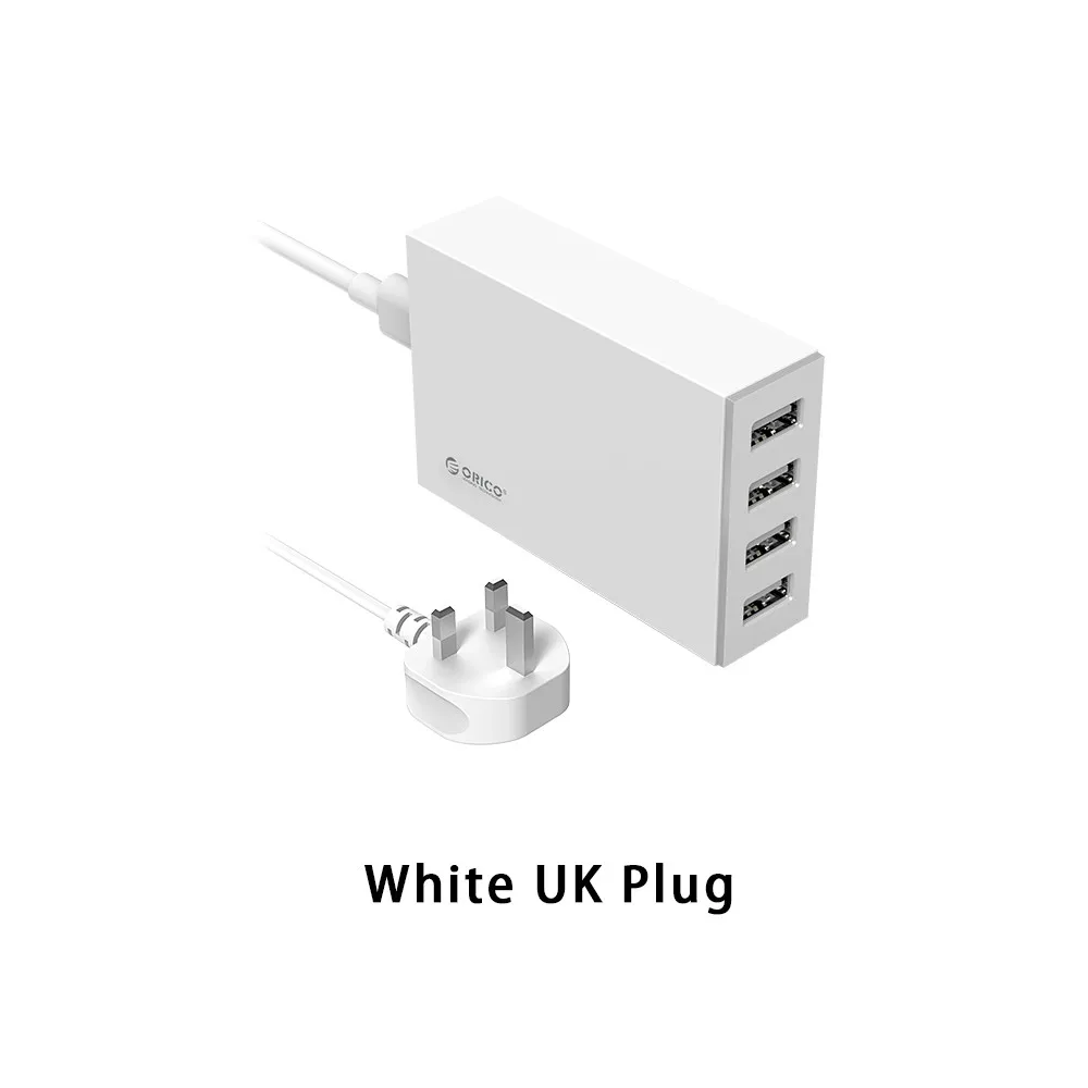 Orico 34 Вт 4 порта USB умное настольное зарядное устройство USB Универсальное зарядное устройство для мобильного телефона для samsung LG Xiaomi Nexus iPhone дорожное зарядное устройство s - Тип штекера: White UK plug