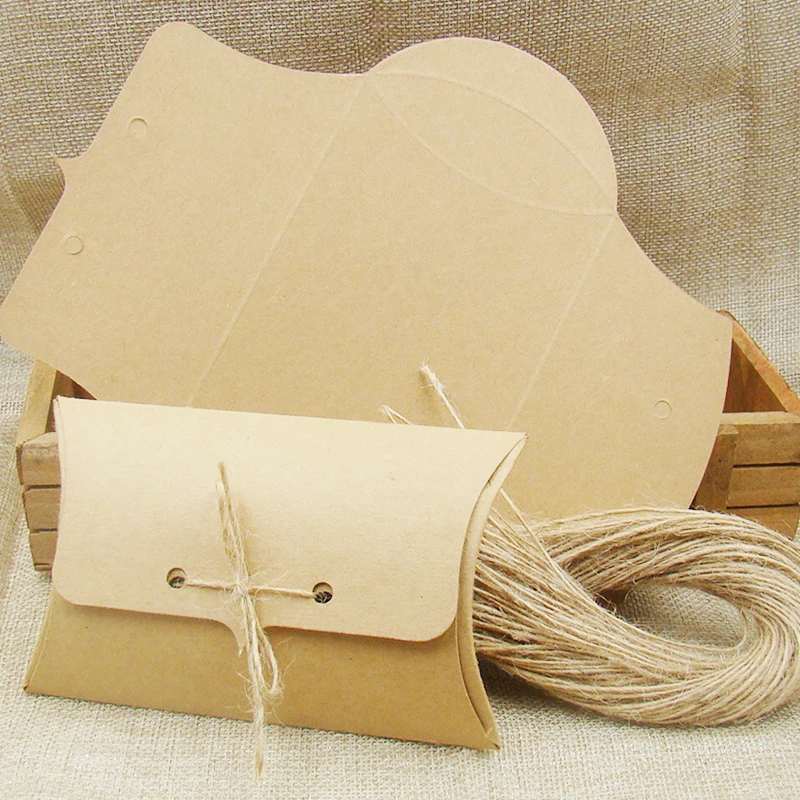 Новый Diy kraft/белый/черный упаковочные коробки для подушек 30 шт. + 30 шт. строка для конфет/Свадьба/подарок на праздник stroage бумажная подушка