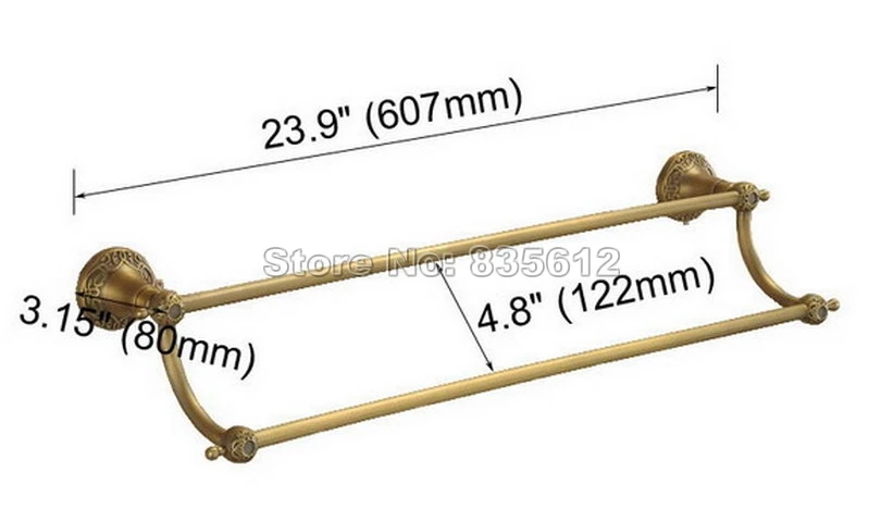 Аксессуары для ванной комнаты настенный состаренный, латунный, двойной полотенцесушитель Wba052