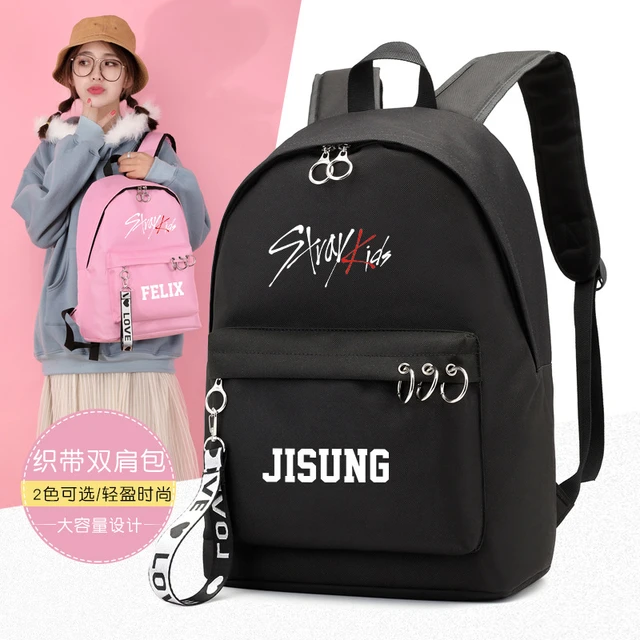 WISHOT StrayKids Backpack Stray Kids Jisung Woojin lovely Travel Bag for  teenagers girls Silk ribbon Round Ring Schoolbag pink - AliExpress