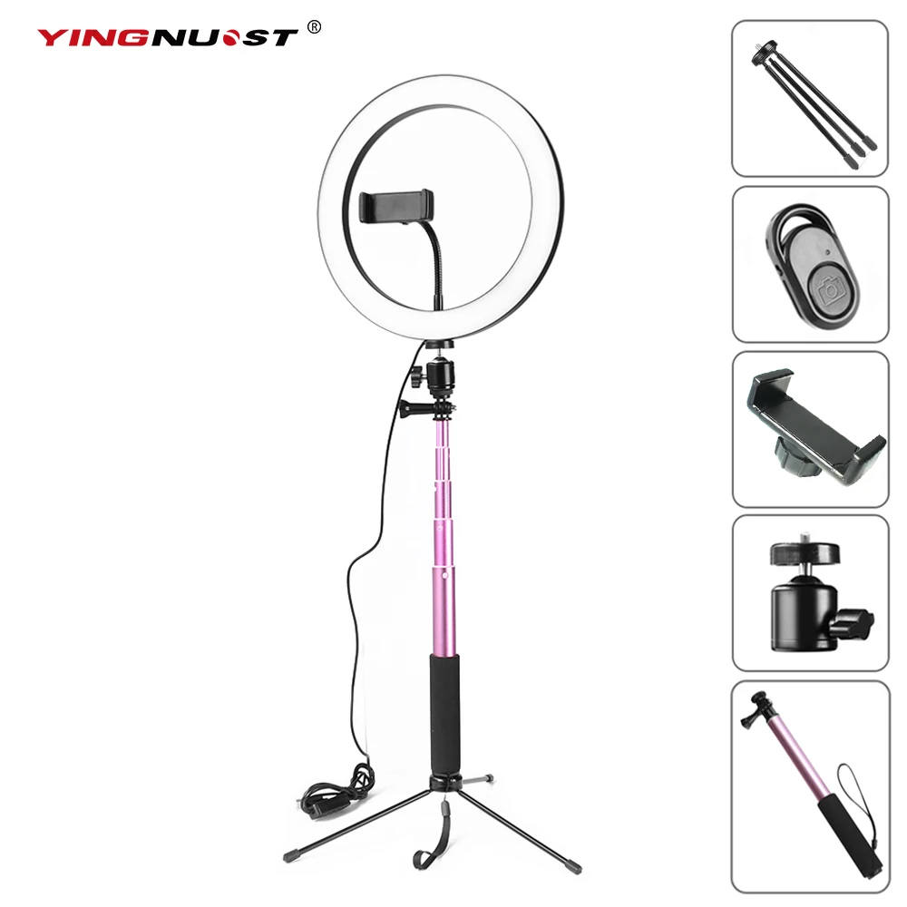 

10inch 26CM Dimmable LED Studio Camera Ring Light Photo Phone Video Light Lamp With Tripods Selfie Stick Ring Light Phone Holder