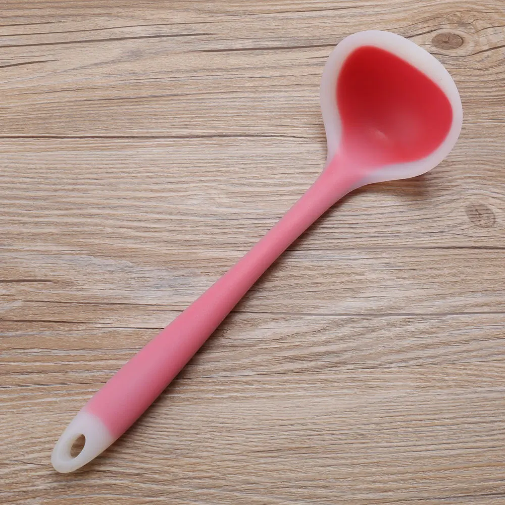 1PC Creative Candy color Soup Spoon Long Handle Silicone Porridge Spoons Dinnerware Cooking Tools Kitchen Accessories LB 339