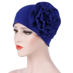 Новая сторона трещин цветок ногтей панамка с жемчужиной мусульманский платок шляпа шапочки под хиджаб тюрбан, головной платок