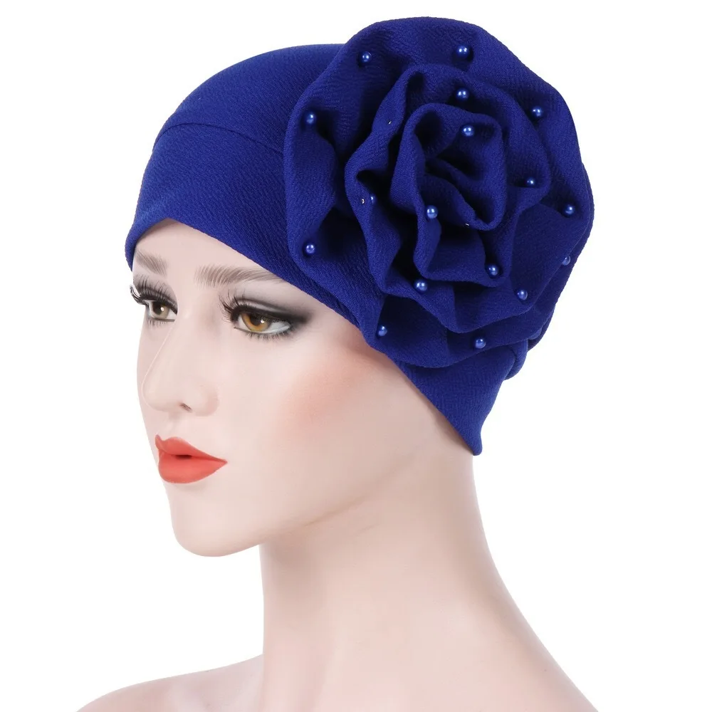 

New Side The Hand Crack Flower Nail Pearl Cap Muslim Dress Scarf Hat Hijab Caps Turban Headscarf