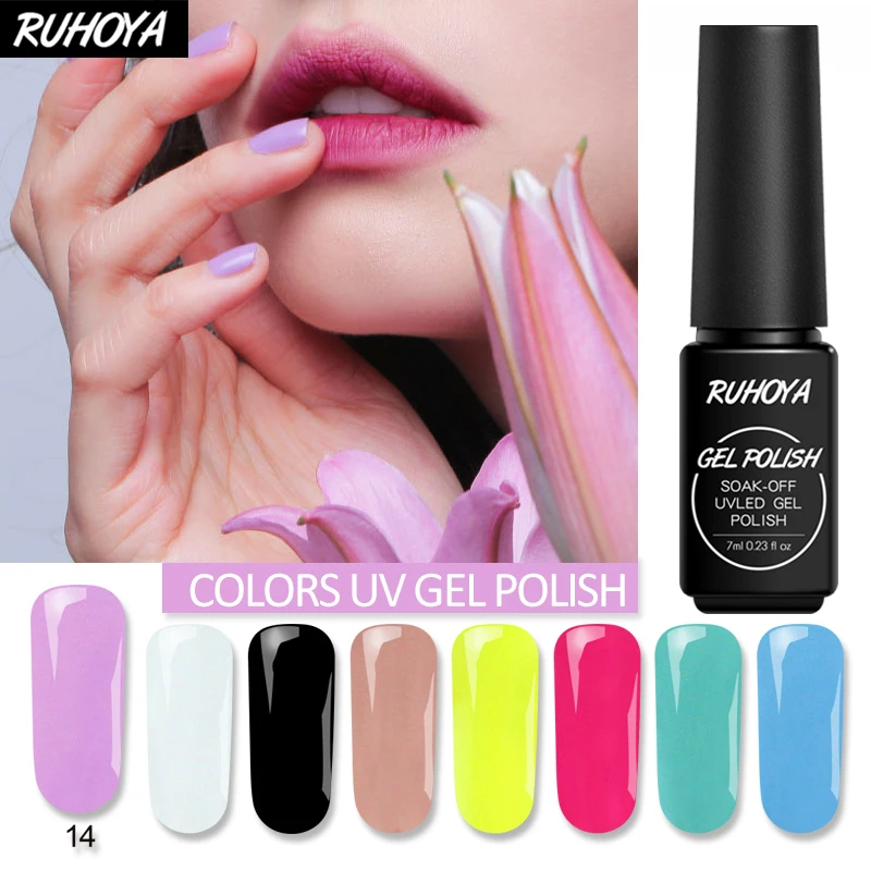 

Ruhoya UV Gel Nail Polish Stamping Primer Hybrid Varnish Semi Permanent Nail Gel UV Polish Soak Off UV LED Gel Nail Art Varnish