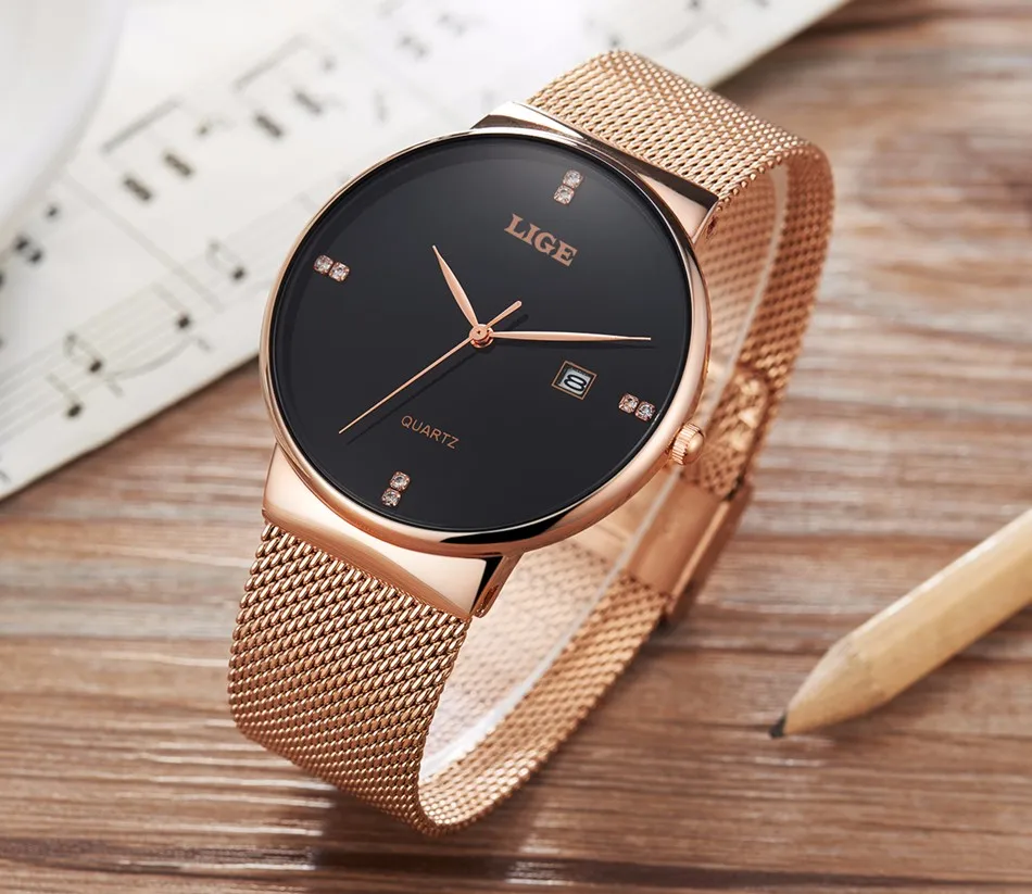 LIGE Mens Watches Top Brand Luxury Waterproof Ultra Thin Date Clock Male Steel Strap Casual Quartz Watch Men Sports Wristwatches
