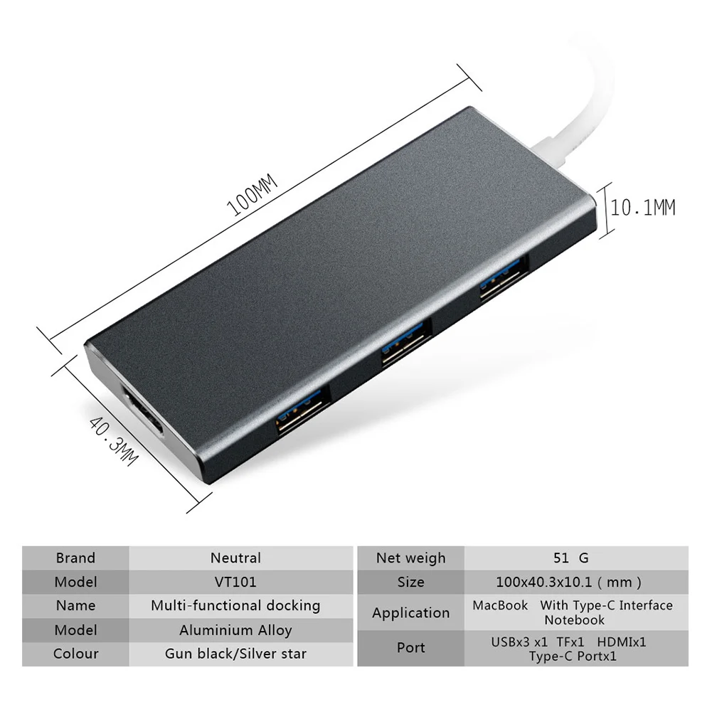 Многопортовый концентратор из алюминиевого сплава usb type c адаптер hdmi 4k 3 порта usb3.0 usb3.1 зарядка tf sd карта 7 в 1 для apple macbook pro 20