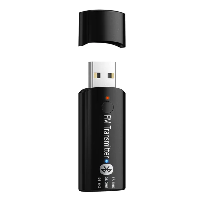 Black VAORLO V5.0 автомобильный комплект Bluetooth приемник 3,5 мм AUX стерео аудио беспроводной адаптер USB FM передатчик для автомобиля Handfree FM модулятор - Цвет: Black