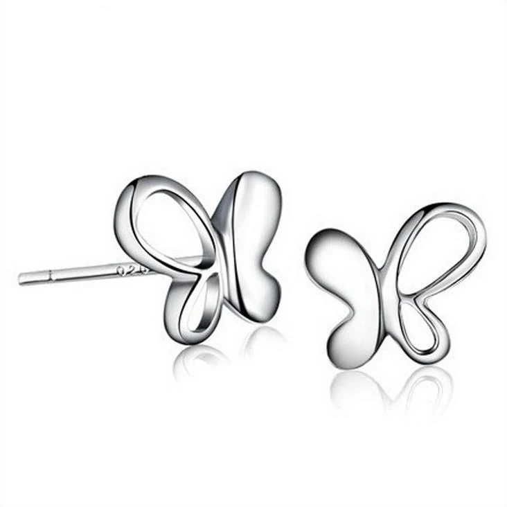 Милые серьги-гвоздики из стерлингового серебра 925 пробы с бабочкой для женщин дети, девочки ювелирные изделия Orecchini Aros Aretes NY065