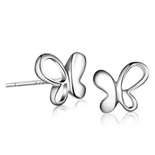 Милые серьги-гвоздики из стерлингового серебра 925 пробы с бабочкой для женщин дети, девочки ювелирные изделия Orecchini Aros Aretes NY065