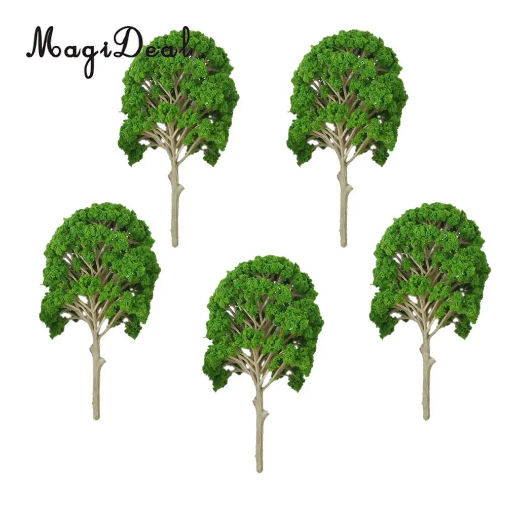 5Pcs Train Track Park Garden Forest Street Architecture Landscape Scenery Green Model Trees Scale 1:50-1:75