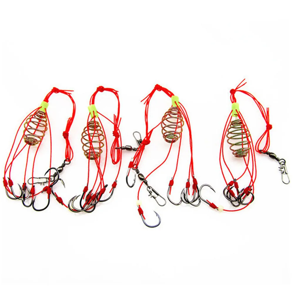 4Pcs/Lot Explosion Fishing Hook Fishing Lure Bait Trap Feeder Cage