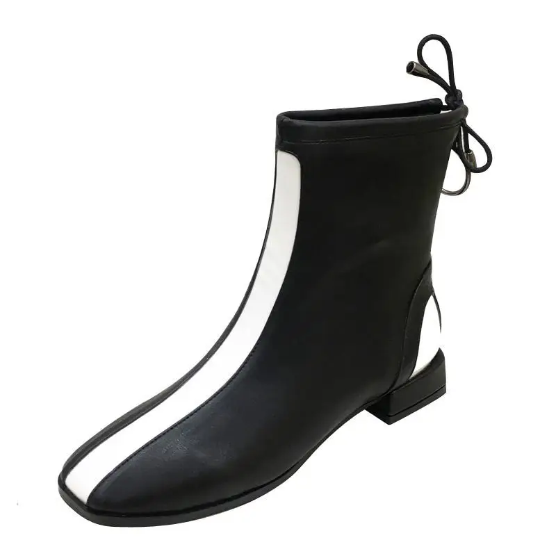 

2018 new Martin boots Europe and the United States foreign trade color matching square head women's boots black ljj 1127