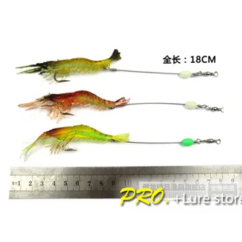 

Free shipping 20pcs a lot Colorful Farmed imitational silicon Shrimp lure big prawn baits with glow bead