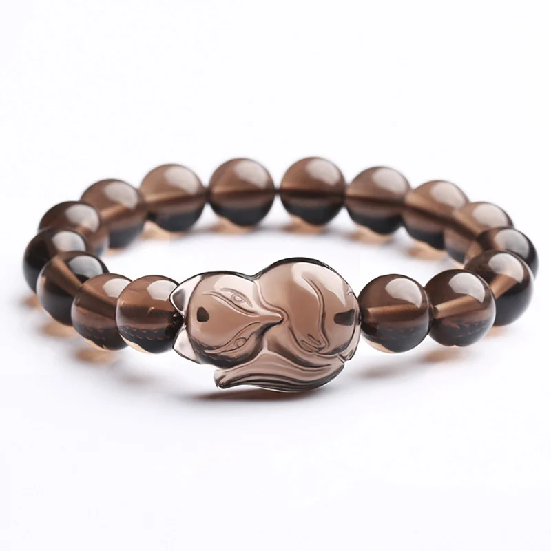 

Natural Stone Bracelet Beads With Mini Tails Fox Energy Stone Crystal Bead Bracelets Ice Obsidian Fox Bracelet Women Men Jewelry