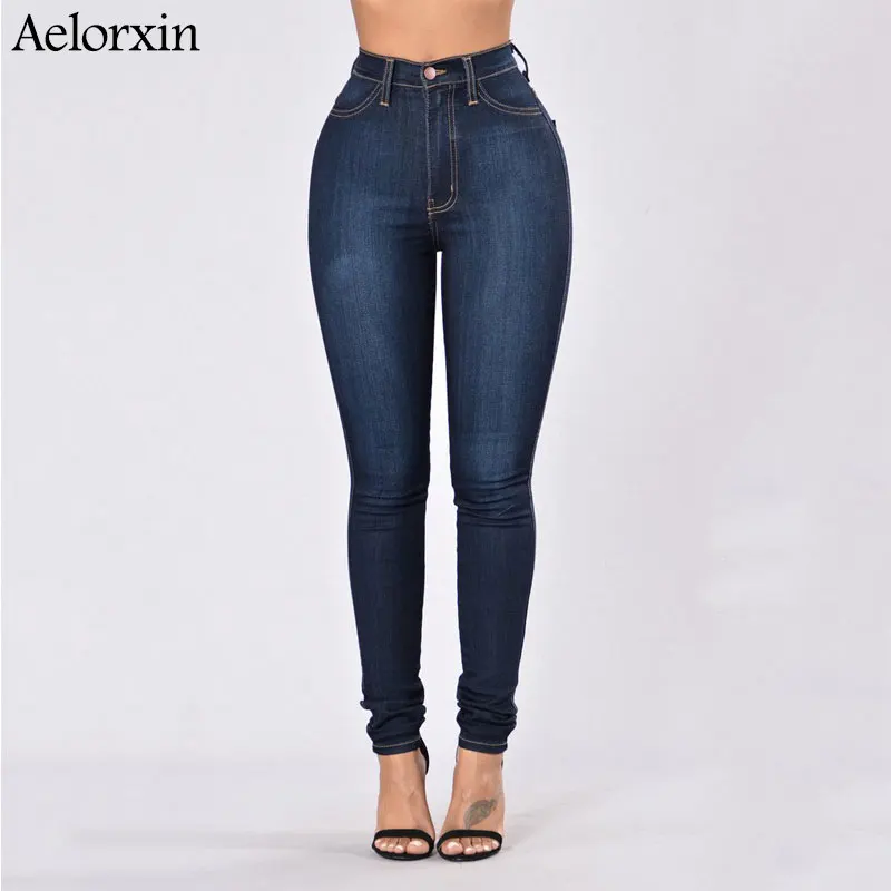 Preise 2020 dünne Jeans für Frauen Dünne Hohe Taille Jeans Frau Blau Denim Bleistift Hosen Stretch Taille Frauen Jeans Hosen Calca feminina