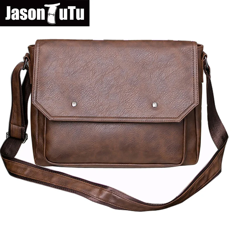 

JASON TUTU Shoulder bags for men PU leather Business Laptop laptop bag Shoulder & Crossbody Bag Black, light brown bolsos B185