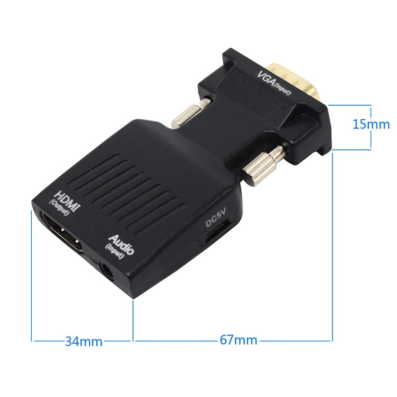 Адаптер VGA в HDMI конвертер с аудио (ПК выход на ТВ/монитор разъемом HDMI) для