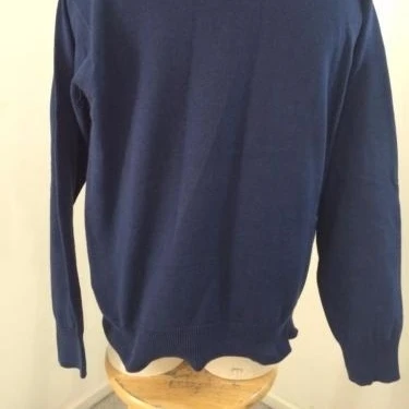 IZOD mens sweater L large blue argyle v neck long sleeve 100% cotton (3)