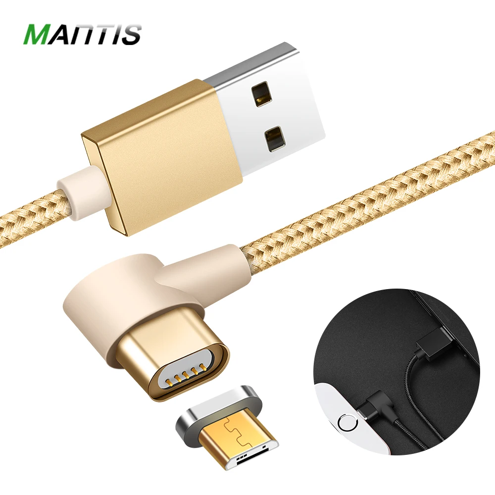 

MANTIS L Shape Magnetic Micro USB Cable 2.4A Fast Charging Nylon Rope 90 Degree Data Charge Cable for Samsung Xiaomi Redmi 4X