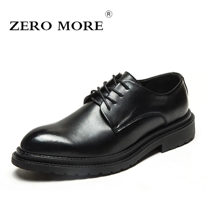 

Zero more European Style Handmade Split Leather Men Brown Black Derby Formal Shoes Office Business Wedding Dress Shoes Thick